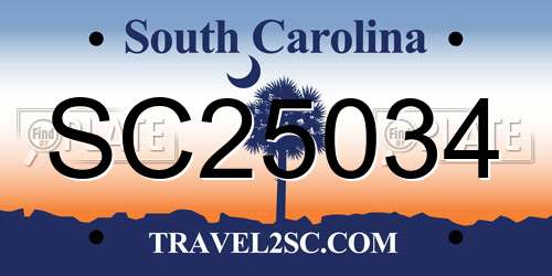 SC25034 South Carolina License Plate