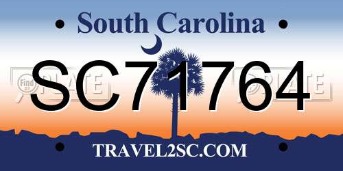 SC71764 South Carolina License Plate