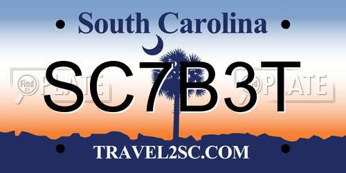 SC7B3T South Carolina License Plate