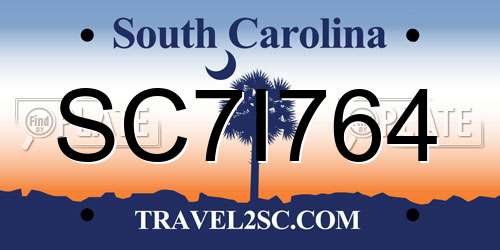 SC7I764 South Carolina License Plate