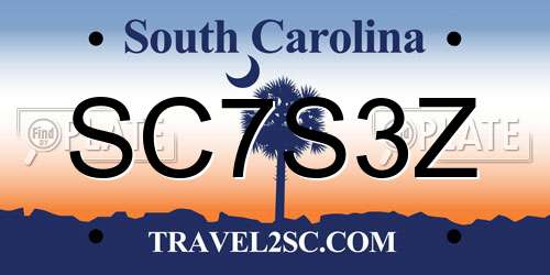 SC7S3Z South Carolina License Plate