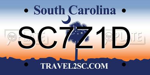 SC7Z1D South Carolina License Plate