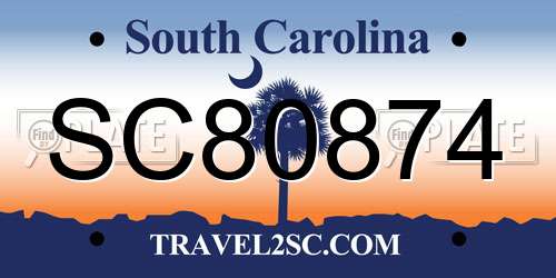 SC80874 South Carolina License Plate