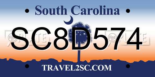 SC8D574 South Carolina License Plate
