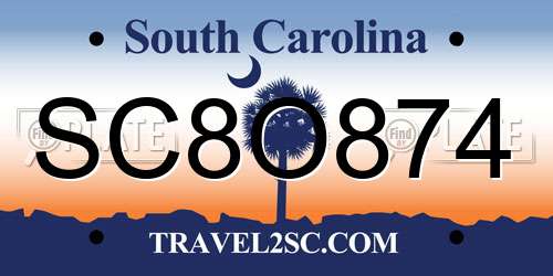 SC8O874 South Carolina License Plate