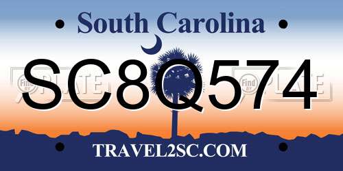 SC8Q574 South Carolina License Plate