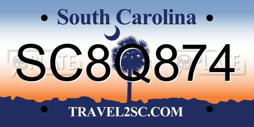 SC8Q874 South Carolina License Plate