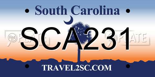 SCA231 South Carolina License Plate