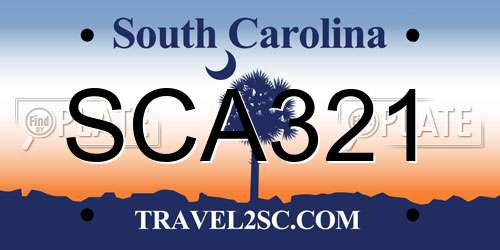 SCA321 South Carolina License Plate