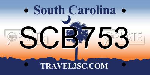SCB753 South Carolina License Plate