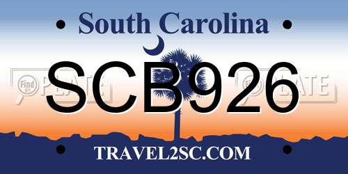 SCB926 South Carolina License Plate