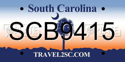 SCB9415 South Carolina License Plate