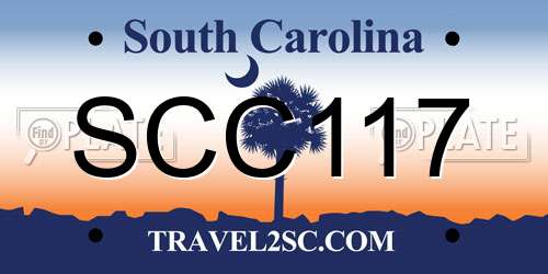 SCC117 South Carolina License Plate