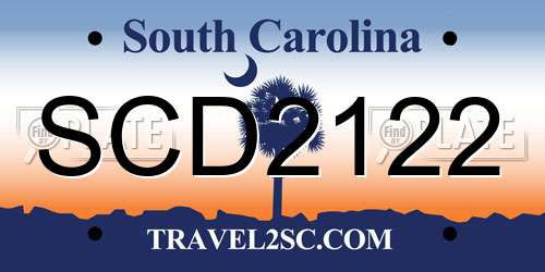 SCD2122 South Carolina License Plate