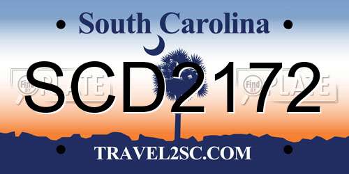 SCD2172 South Carolina License Plate