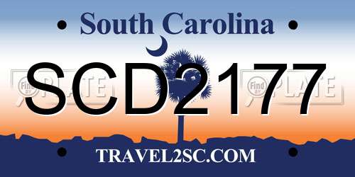 SCD2177 South Carolina License Plate