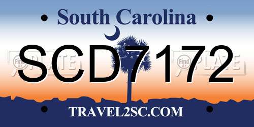 SCD7172 South Carolina License Plate