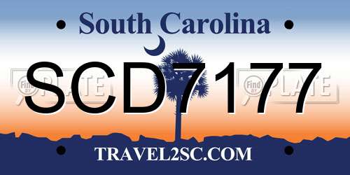 SCD7177 South Carolina License Plate