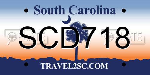 SCD718 South Carolina License Plate