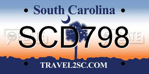 SCD798 South Carolina License Plate