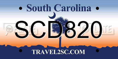 SCD820 South Carolina License Plate