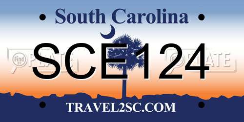 SCE124 South Carolina License Plate