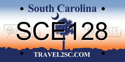 SCE128 South Carolina License Plate