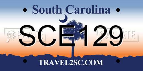 SCE129 South Carolina License Plate
