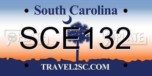 SCE132 South Carolina License Plate