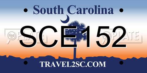 SCE152 South Carolina License Plate