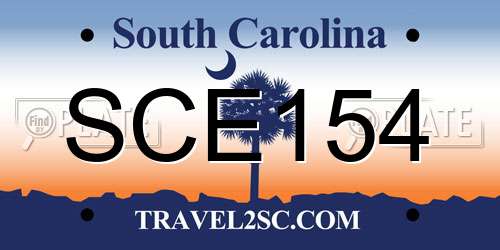 SCE154 South Carolina License Plate