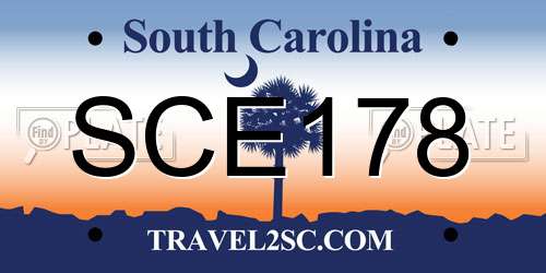 SCE178 South Carolina License Plate