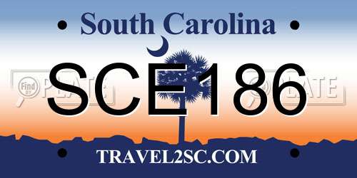 SCE186 South Carolina License Plate
