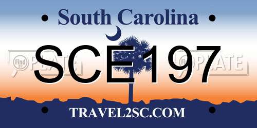 SCE197 South Carolina License Plate