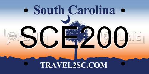 SCE200 South Carolina License Plate