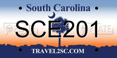 SCE201 South Carolina License Plate