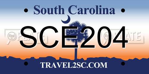 SCE204 South Carolina License Plate