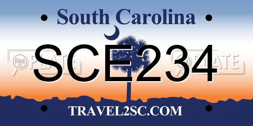 SCE234 South Carolina License Plate
