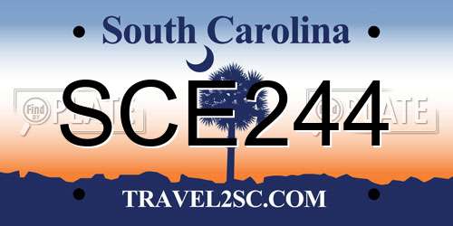 SCE244 South Carolina License Plate