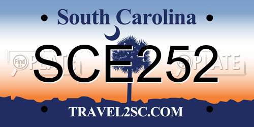 SCE252 South Carolina License Plate