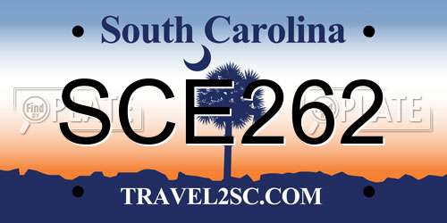 SCE262 South Carolina License Plate