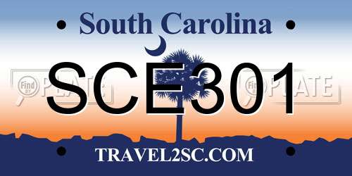 SCE301 South Carolina License Plate