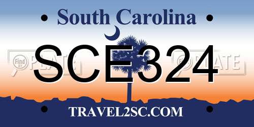 SCE324 South Carolina License Plate