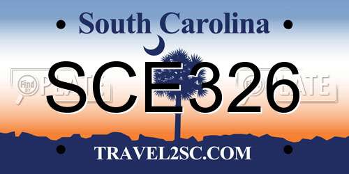 SCE326 South Carolina License Plate