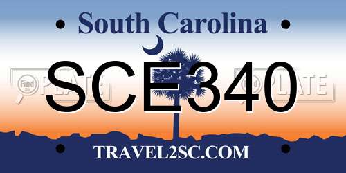 SCE340 South Carolina License Plate