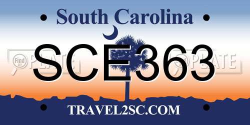 SCE363 South Carolina License Plate