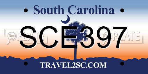 SCE397 South Carolina License Plate
