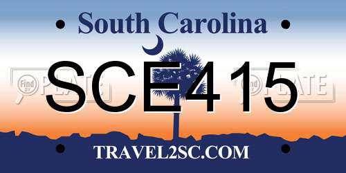 SCE415 South Carolina License Plate