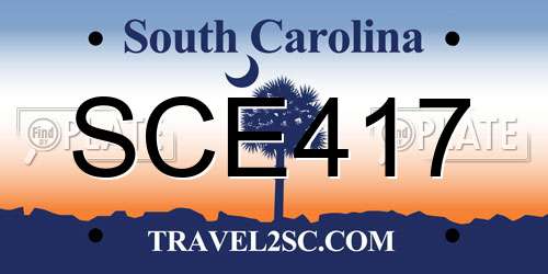 SCE417 South Carolina License Plate