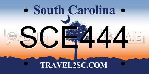 SCE444 South Carolina License Plate